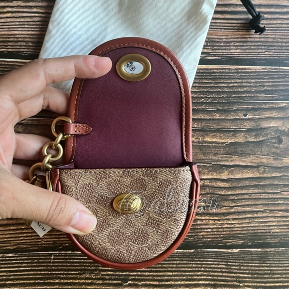 NWT Coach Signature Mini Saddle Bag Charm - Picture 3 of 6